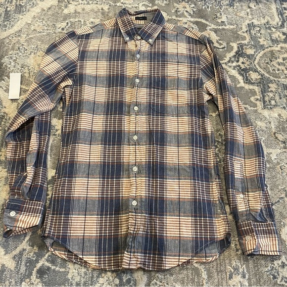 J. Crew Blue and Tan Casual Button Down Shirt - Picture 1 of 4